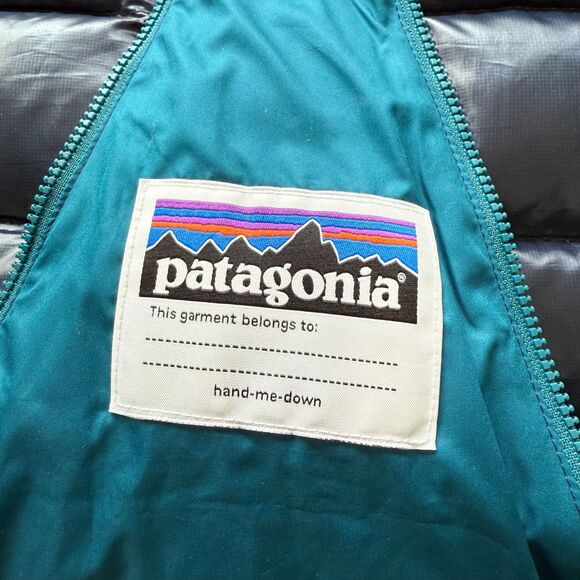 Patagonia Hi-Loft Down Sweater Bunting Snowsuit Infant 3-6 mos Navy Blue Warm - Picture 14 of 16